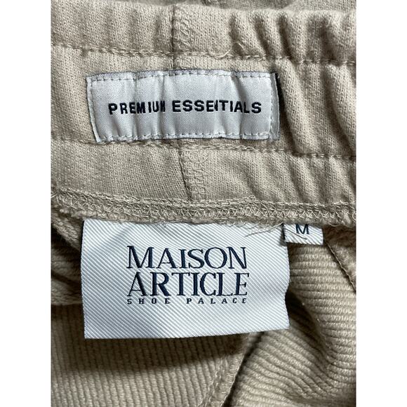 Maison Article Men's Beige Khaki Zip Pocket Knit Bermuda Chino Shorts Size M - Picture 5 of 7